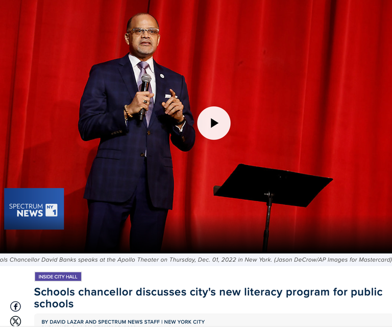 Schools chancellor discusses city's new literacy program for public schools