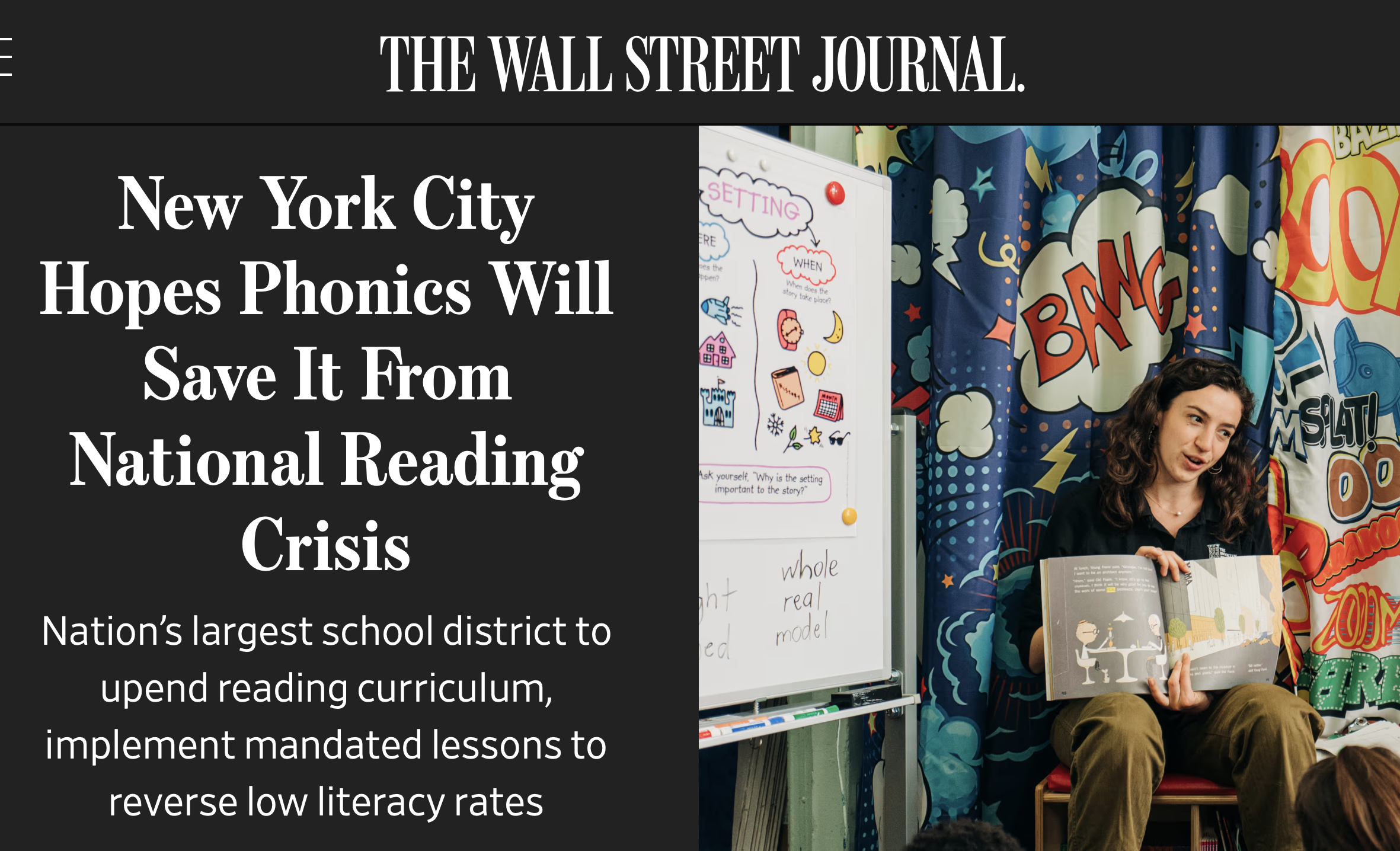 New York City Hopes Phonics Will Save It From National Reading Crisis Nation’s largest school district to upend reading curriculum, implement mandated lessons to reverse low literacy rates
